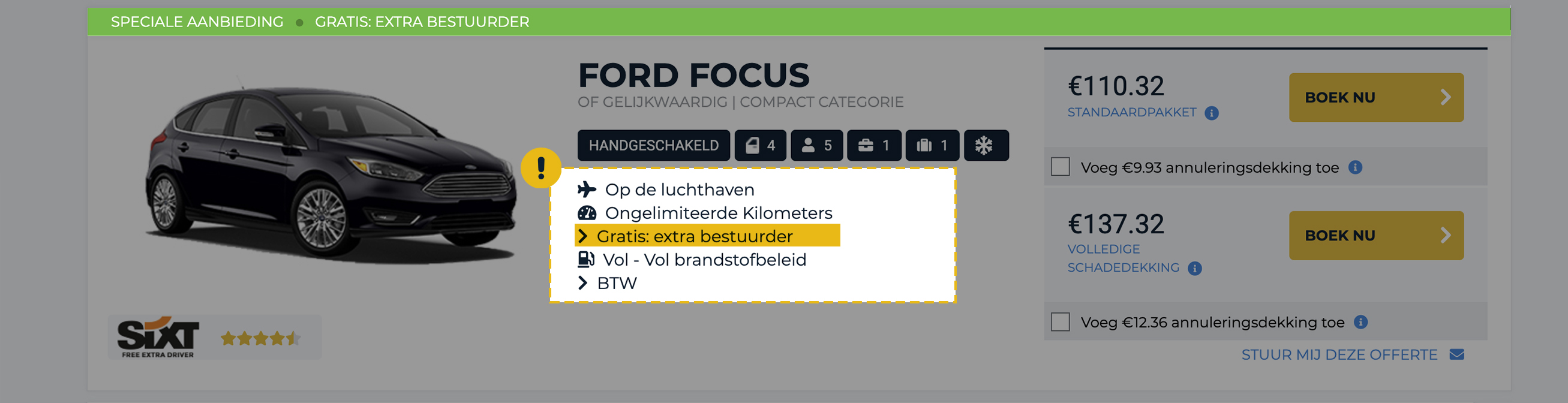 Gratis Extra Bestuurder Aanbiedingen